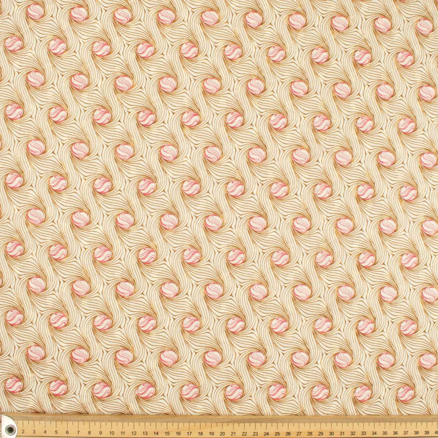 Japanese Pure Cotton Lawn Prints Design-143 Brown Swirl on Cream