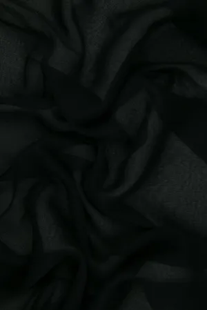 Jet Black Silk Crinkled Chiffon Fabric