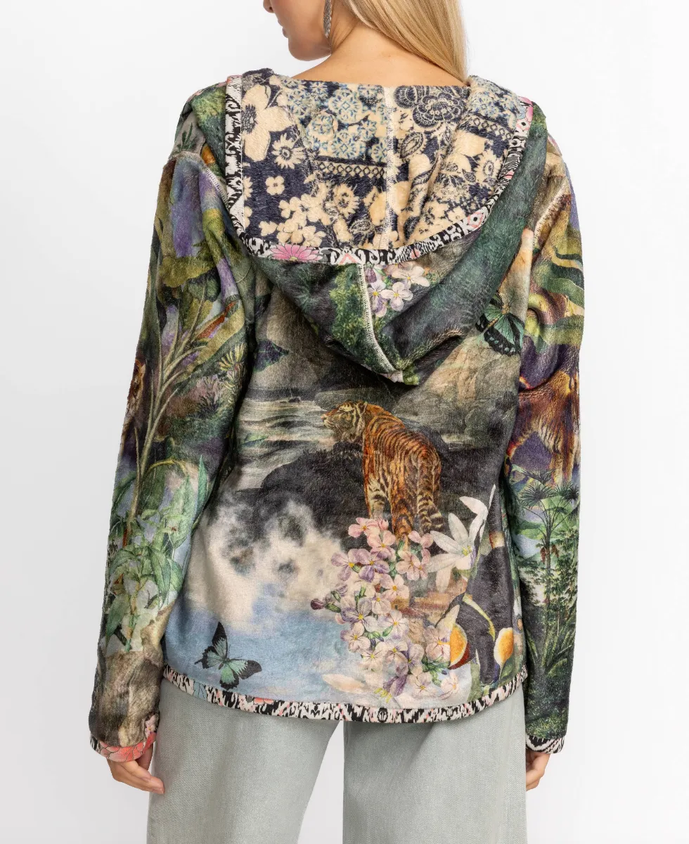 Joan Sherpa Jacket - Rawi Scarf Print