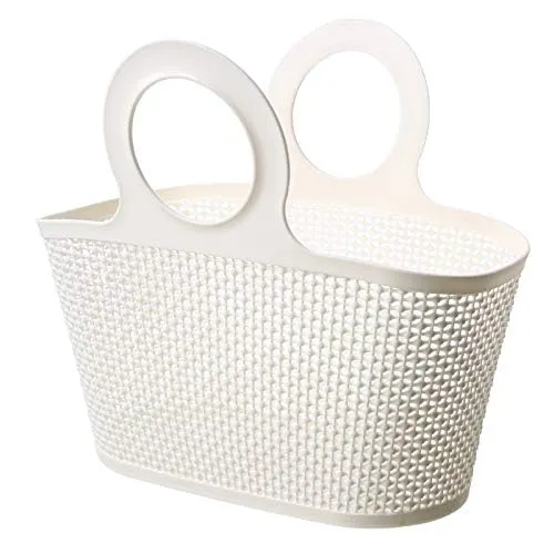 Kuber Industries High-Capicity Shopping Basket with Handle-Pack of 3 (White)