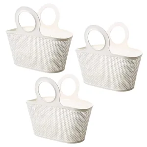 Kuber Industries High-Capicity Shopping Basket with Handle-Pack of 3 (White)