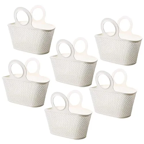 Kuber Industries High-Capicity Shopping Basket with Handle-Pack of 6 (White)