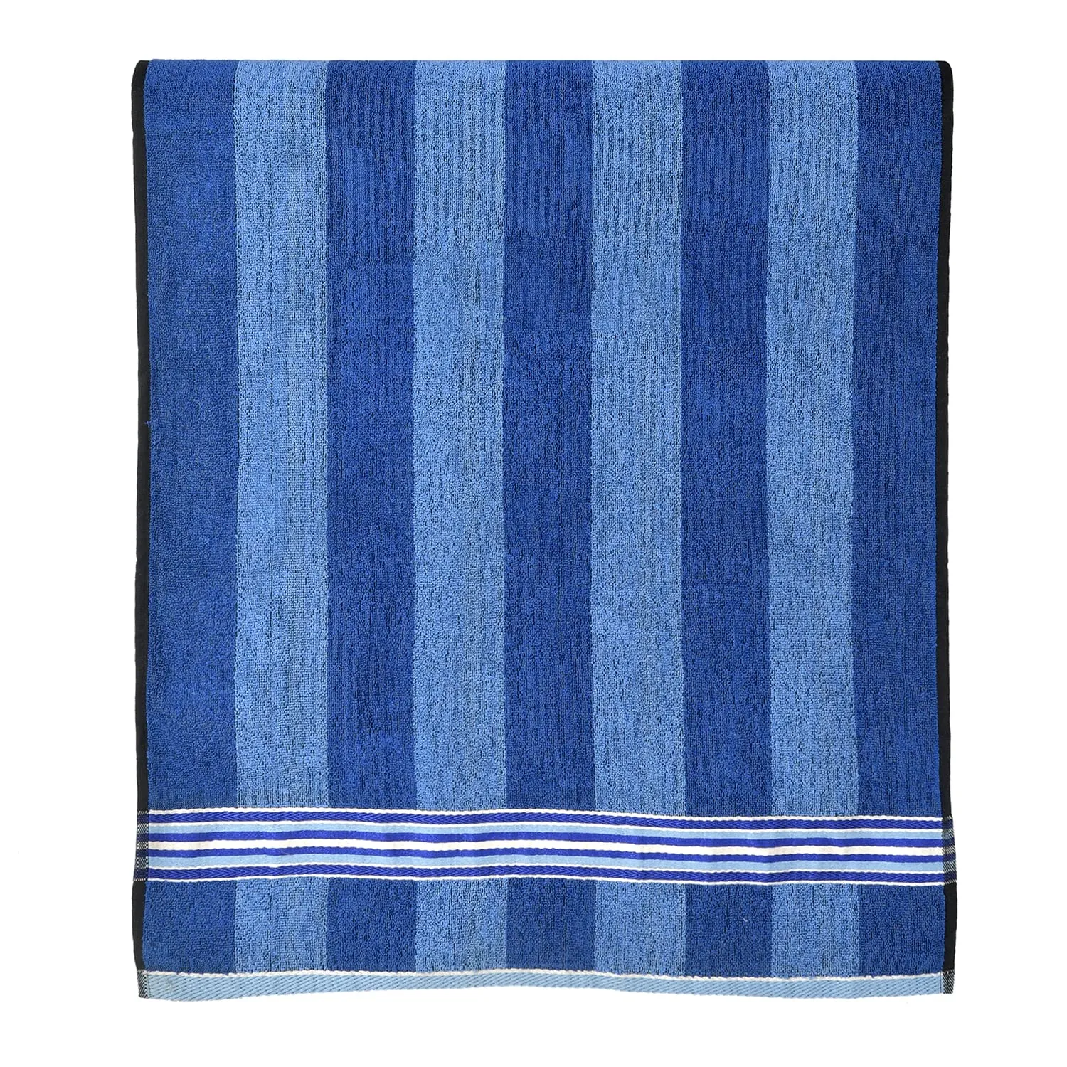 Kuber Industries Lining Design Soft Cotton Bath Towel, 30"x60" (Blue)-44KM0551