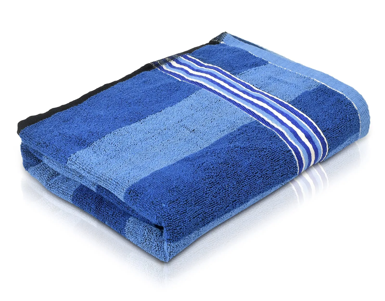 Kuber Industries Lining Design Soft Cotton Bath Towel, 30"x60" (Blue)-44KM0551