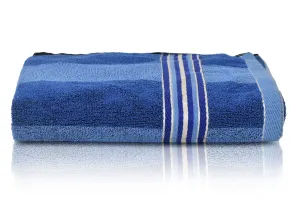 Kuber Industries Lining Design Soft Cotton Bath Towel, 30"x60" (Blue)-44KM0551