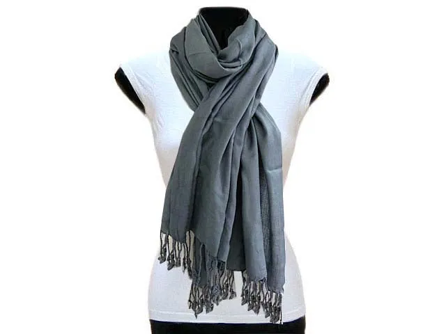 LARGE PLAIN GREY LIGHTWEIGHT SOFT TOUCH PASHMINA SCARF