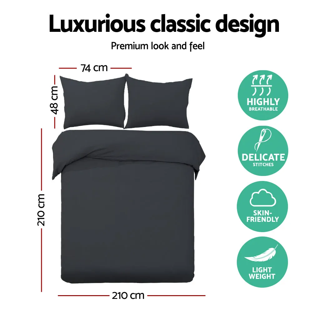 Luxurious 3-piece Queen Quilt Cover Set Black Giselle Bedding