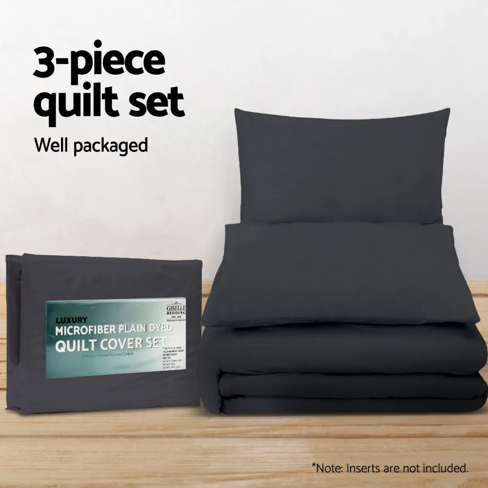 Luxurious 3-piece Queen Quilt Cover Set Black Giselle Bedding