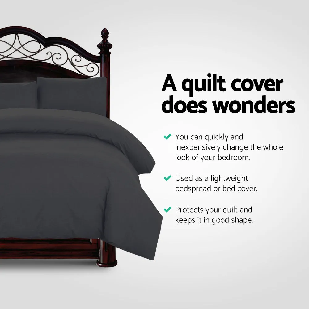 Luxurious 3-piece Queen Quilt Cover Set Black Giselle Bedding