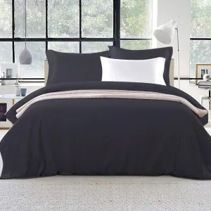 Luxurious 3-piece Queen Quilt Cover Set Black Giselle Bedding