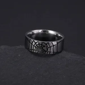 Men Stainless Steel Silver Color Spider Web Ring Fashion High-End Ring Jewelry Party Gift