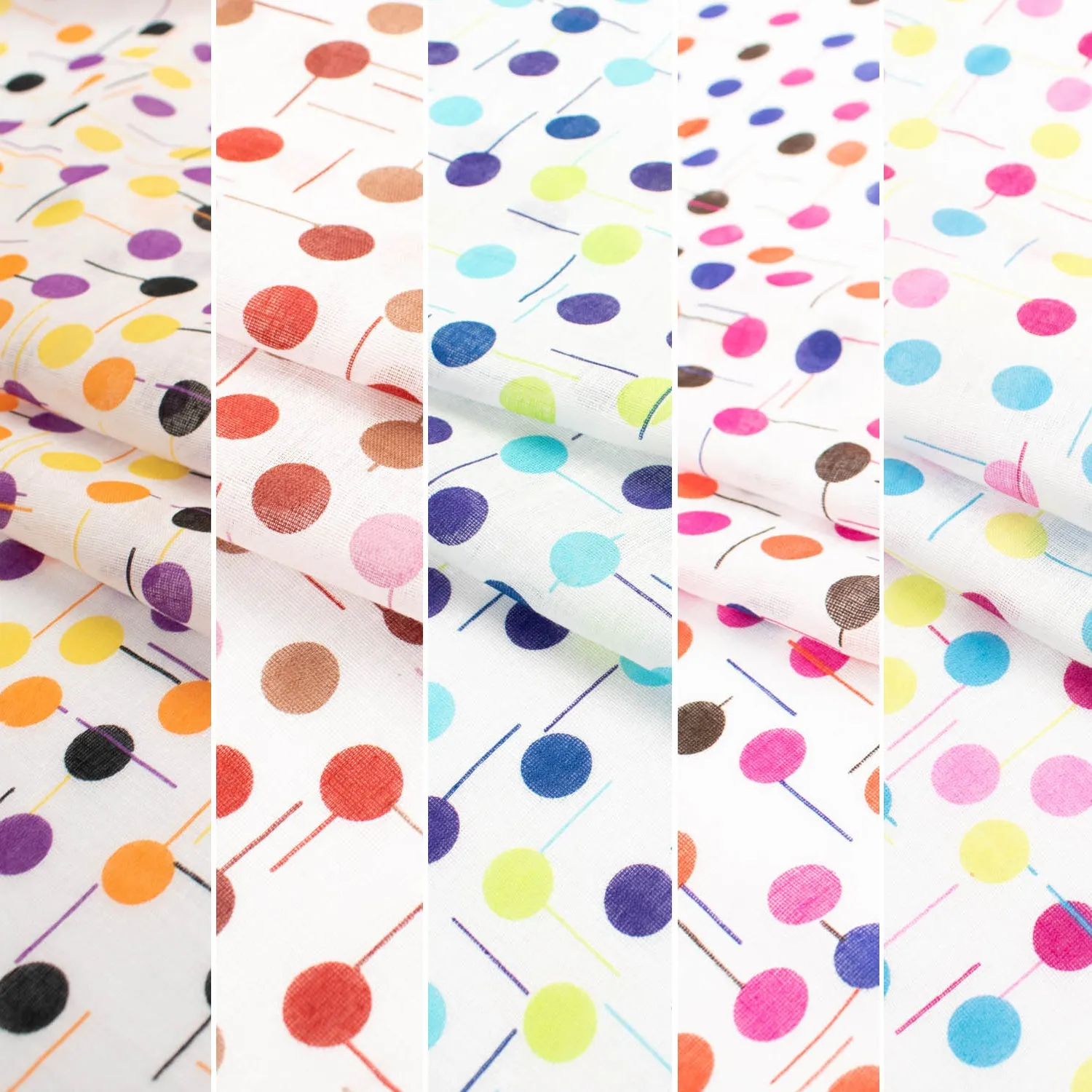 Multi-Color Dots Poly Printed Voile