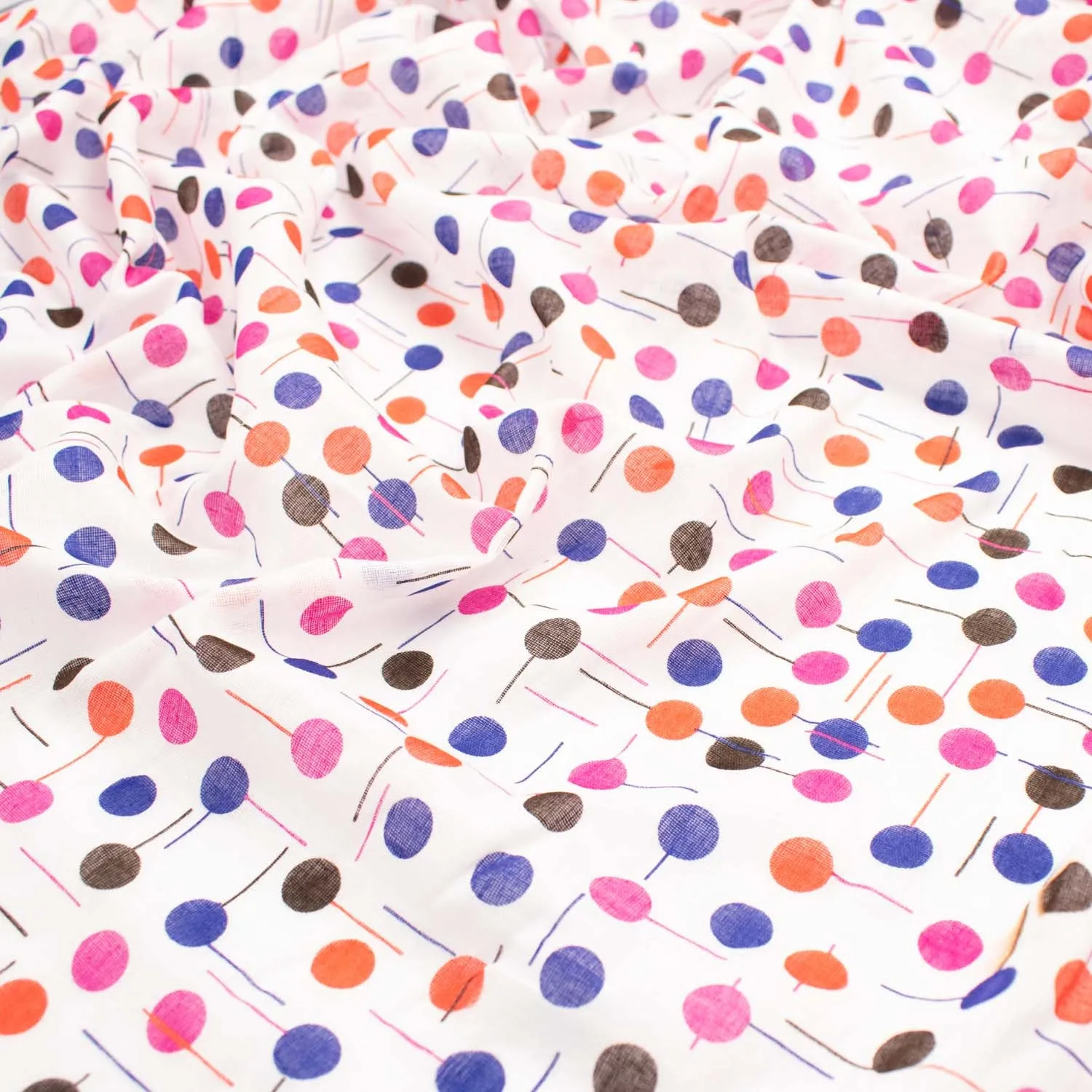 Multi-Color Dots Poly Printed Voile