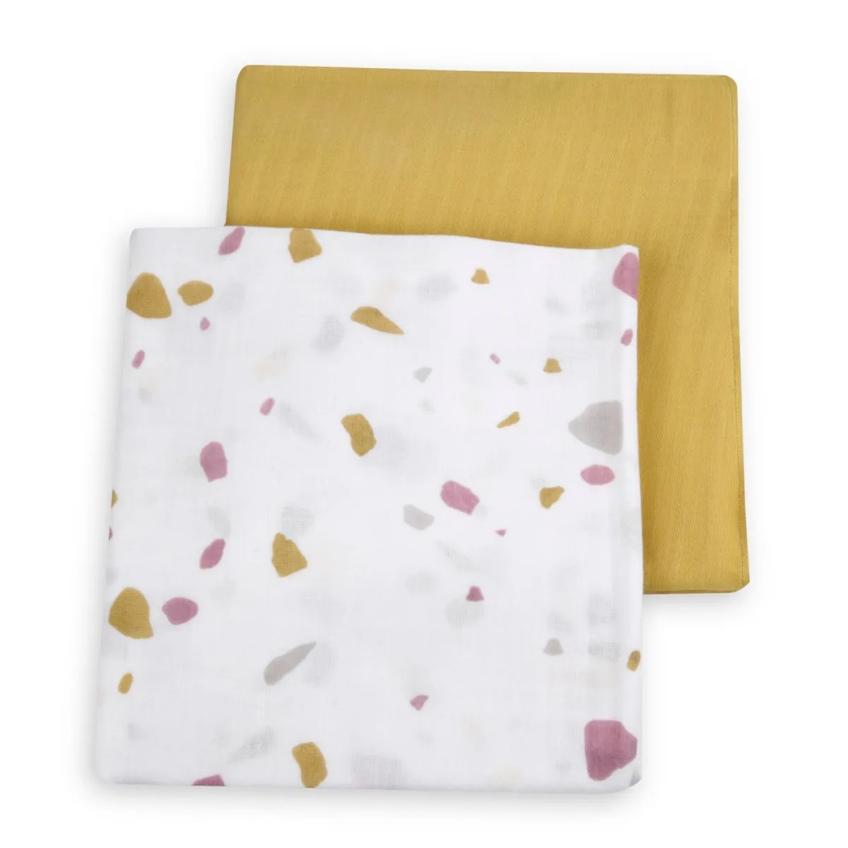 Naturally Dyed Organic Muslin Blanket & Swaddles (Set of 3)- Rocks & Pebbles