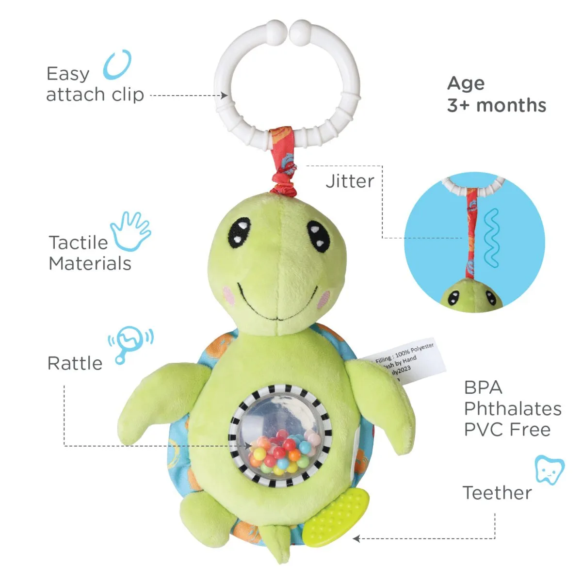 Nuluv Jittery Turtle- Rattle stroller toy