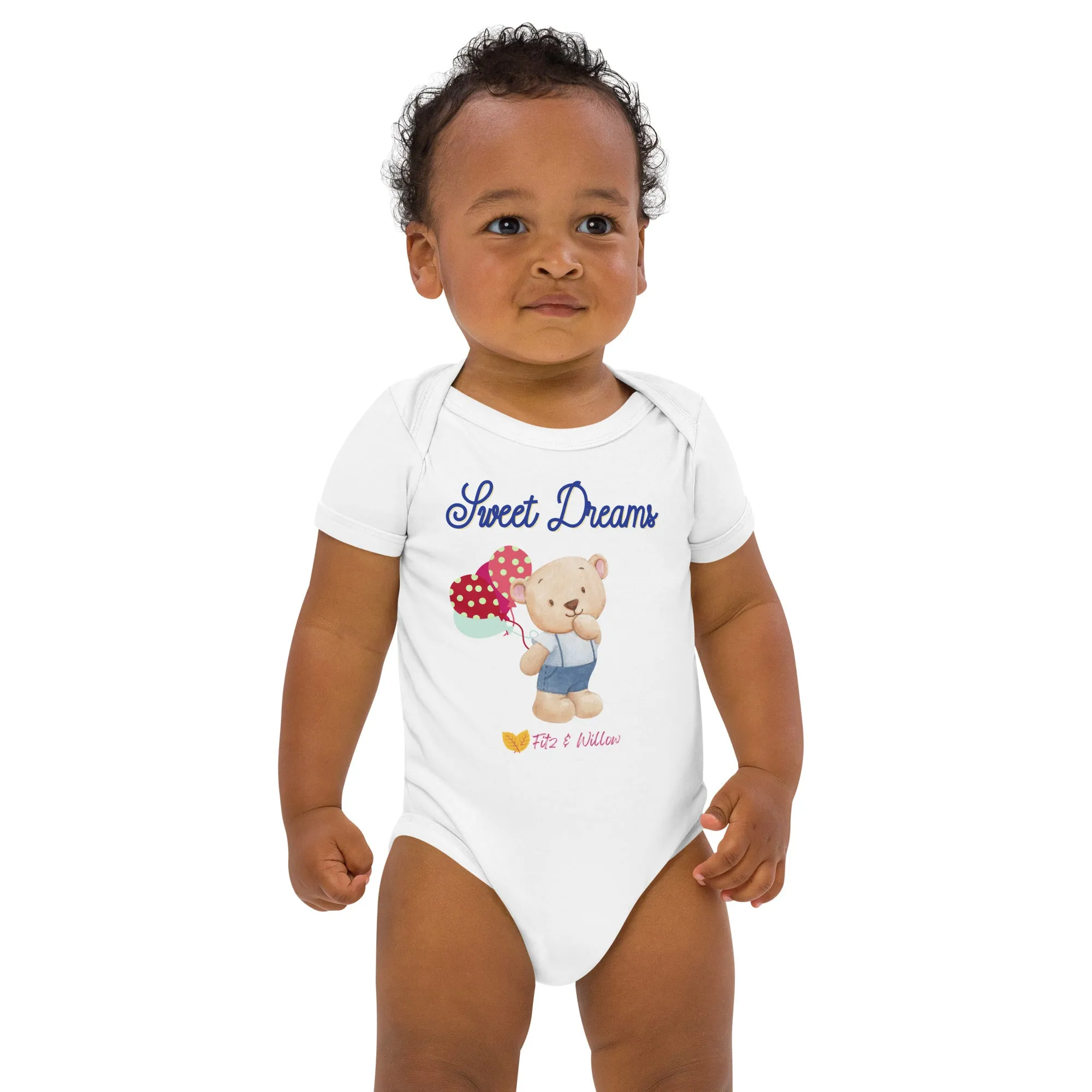 Organic cotton baby bodysuit, Little teddy - Fitz & Willow