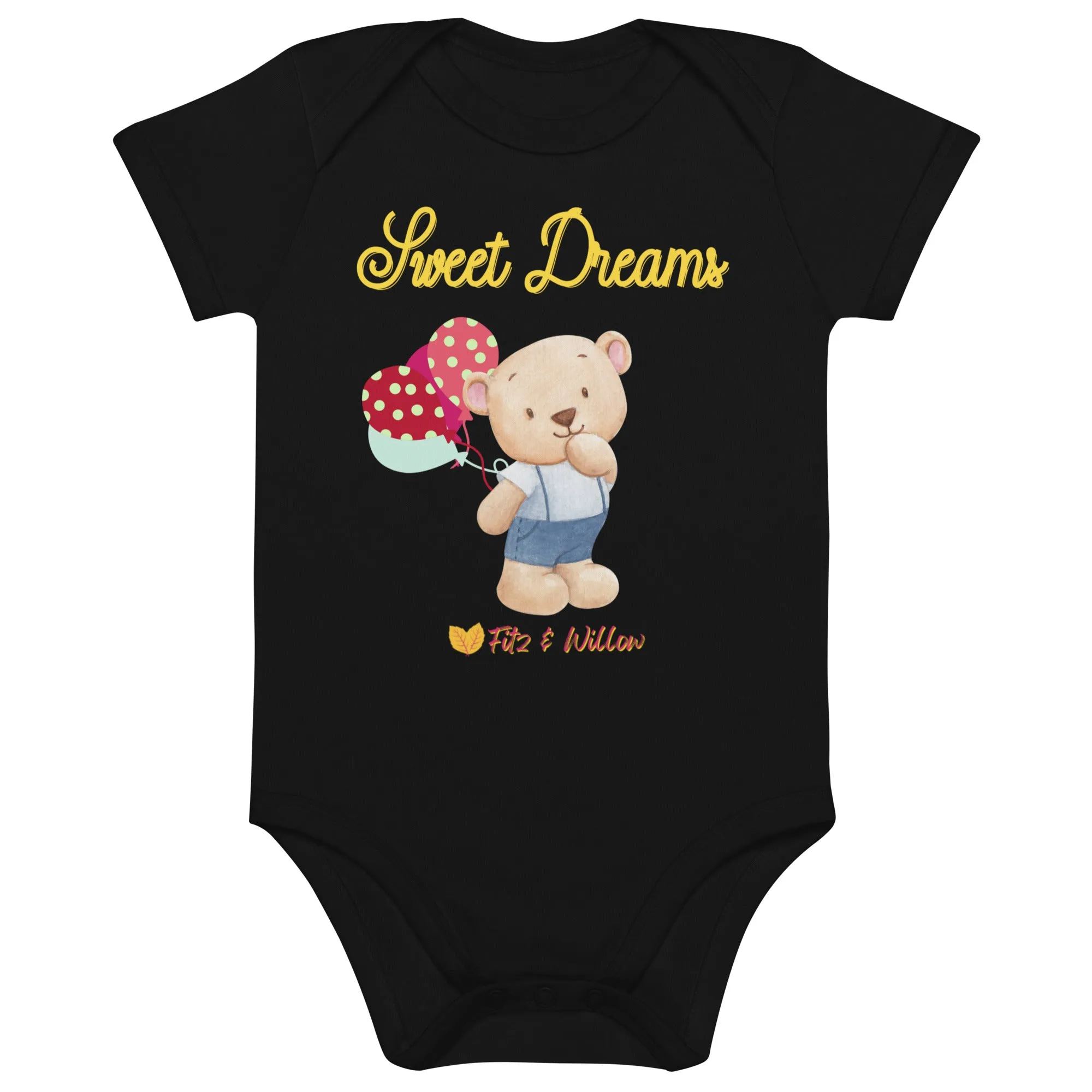 Organic cotton baby bodysuit, Little teddy - Fitz & Willow