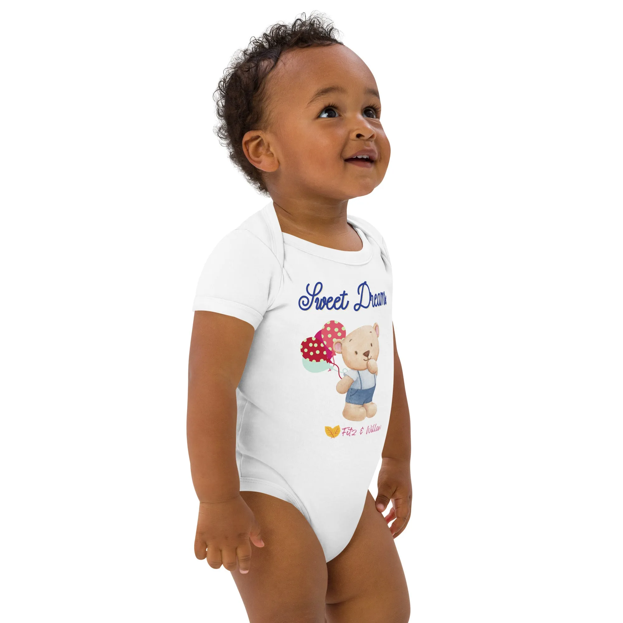 Organic cotton baby bodysuit, Little teddy - Fitz & Willow