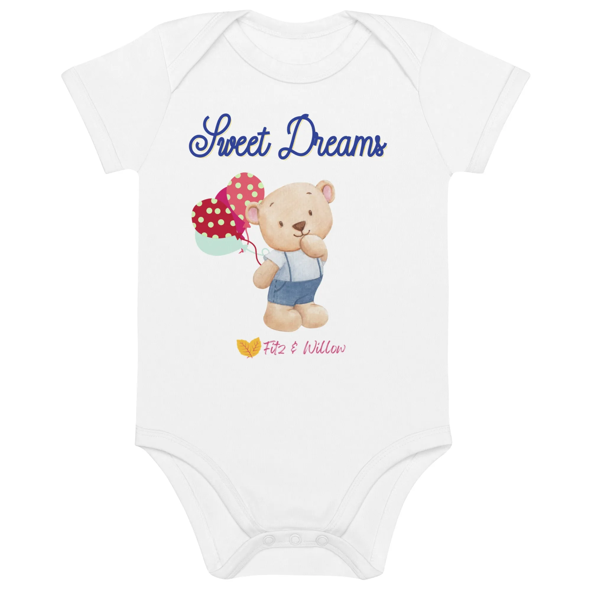 Organic cotton baby bodysuit, Little teddy - Fitz & Willow