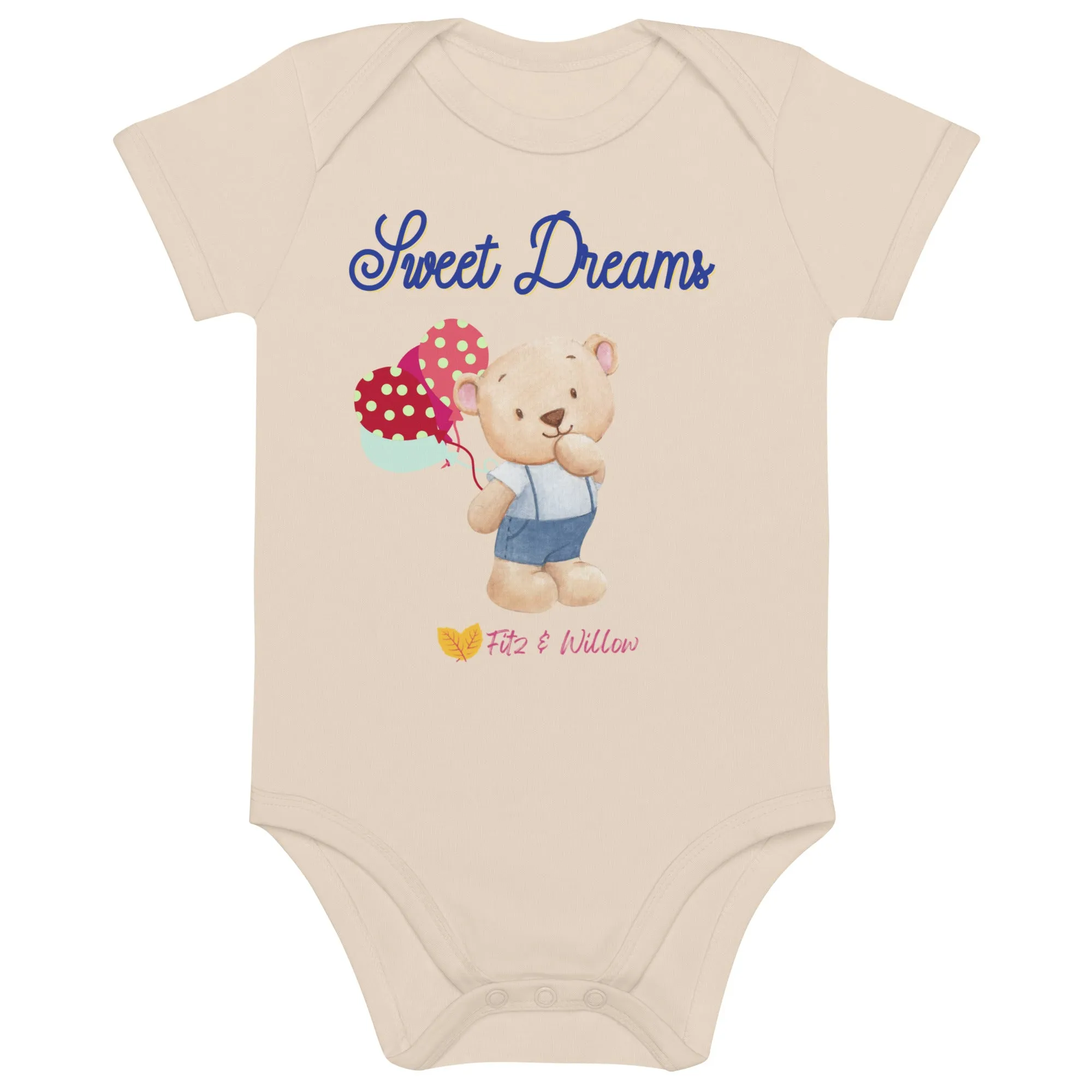 Organic cotton baby bodysuit, Little teddy - Fitz & Willow