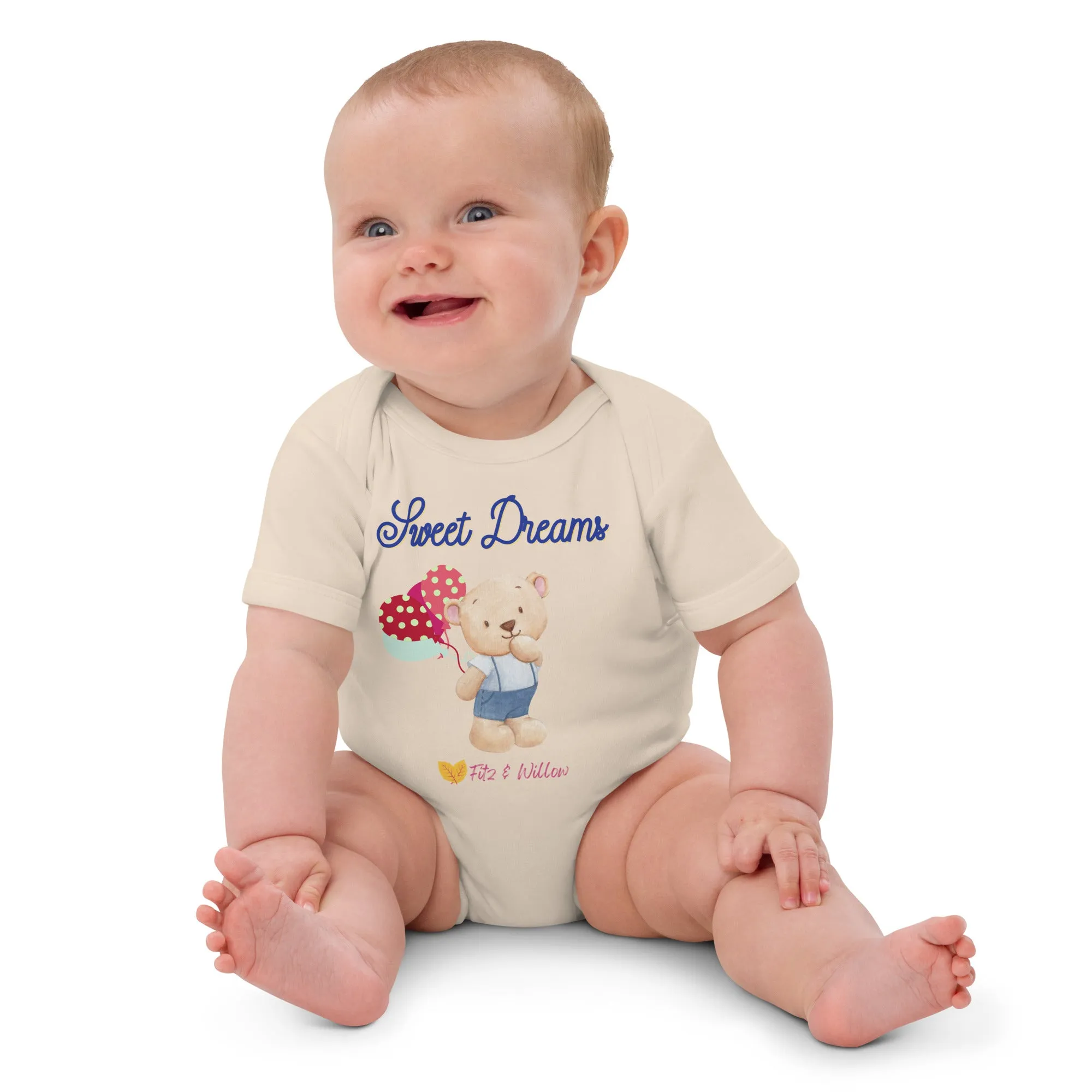 Organic cotton baby bodysuit, Little teddy - Fitz & Willow