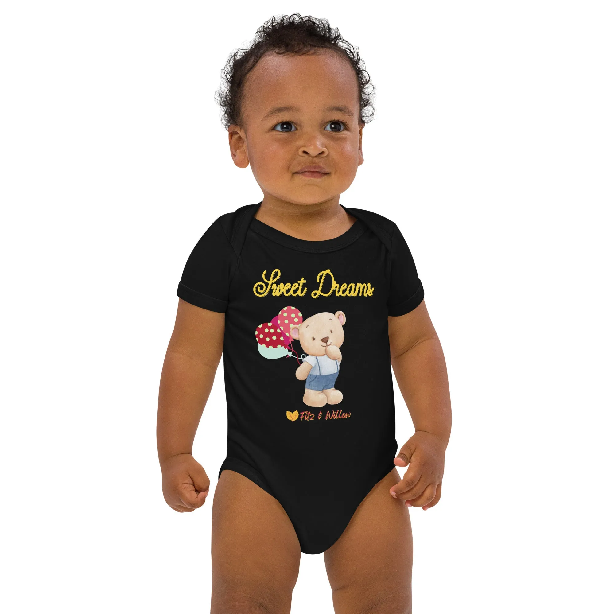 Organic cotton baby bodysuit, Little teddy - Fitz & Willow