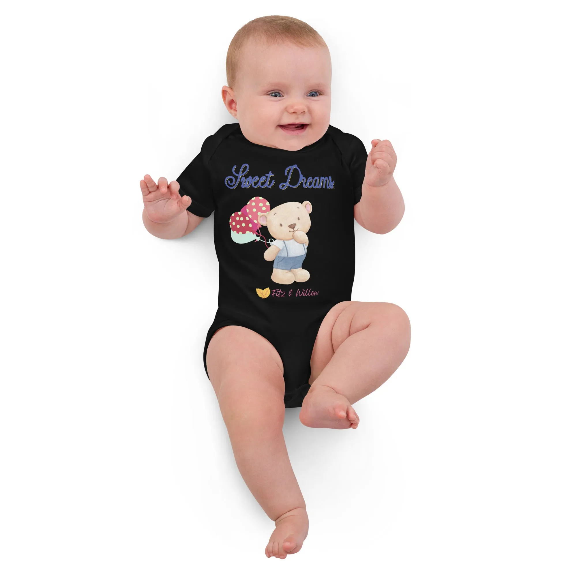 Organic cotton baby bodysuit, Little teddy - Fitz & Willow