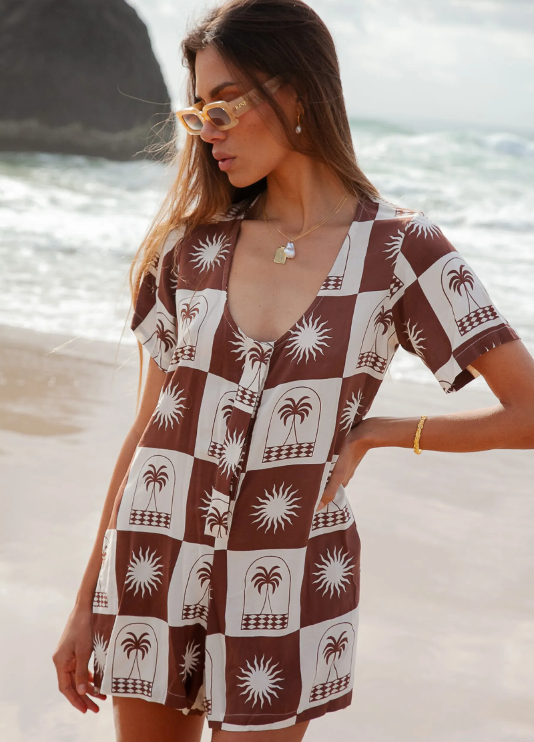 Palm Collective - Short Sleeve Bon Bon Playsuit