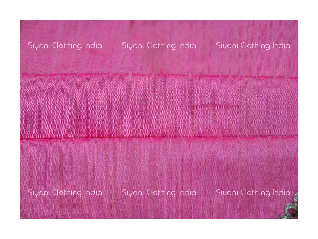 Pink Gota Embroidered Silk Fabric