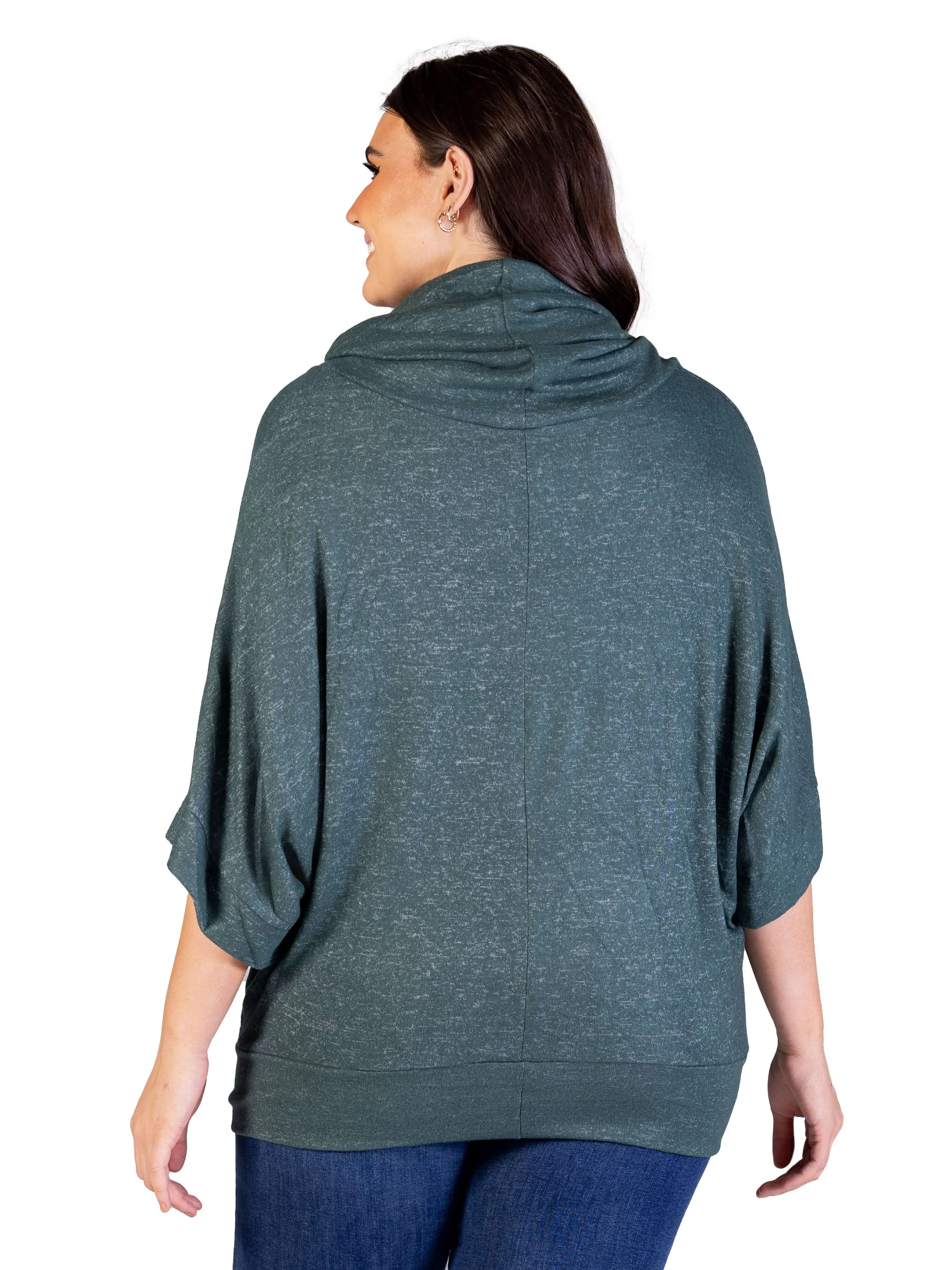 Plus Size Cowl Neck Dolman Sleeve Sweater Top