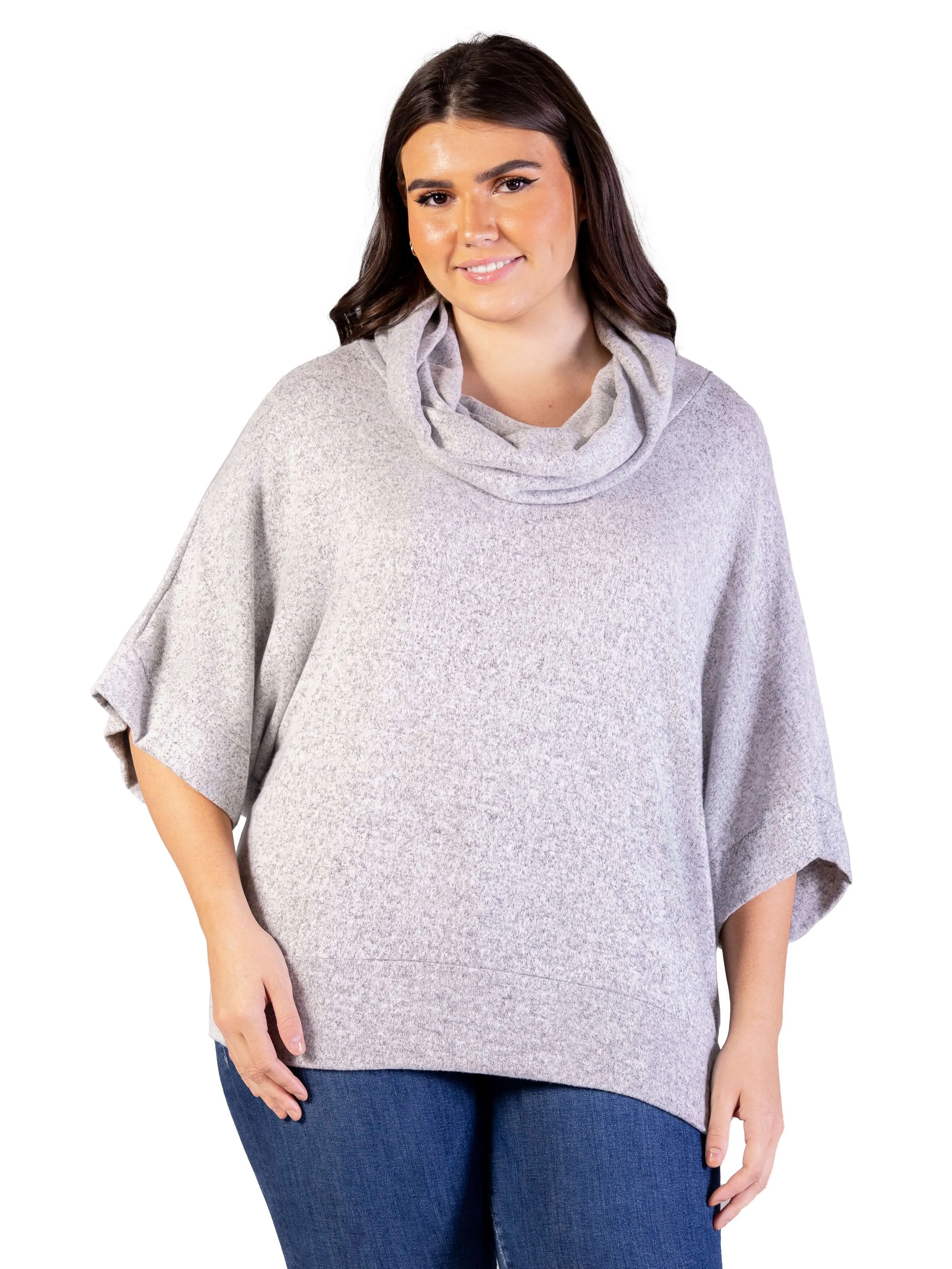 Plus Size Cowl Neck Dolman Sleeve Sweater Top