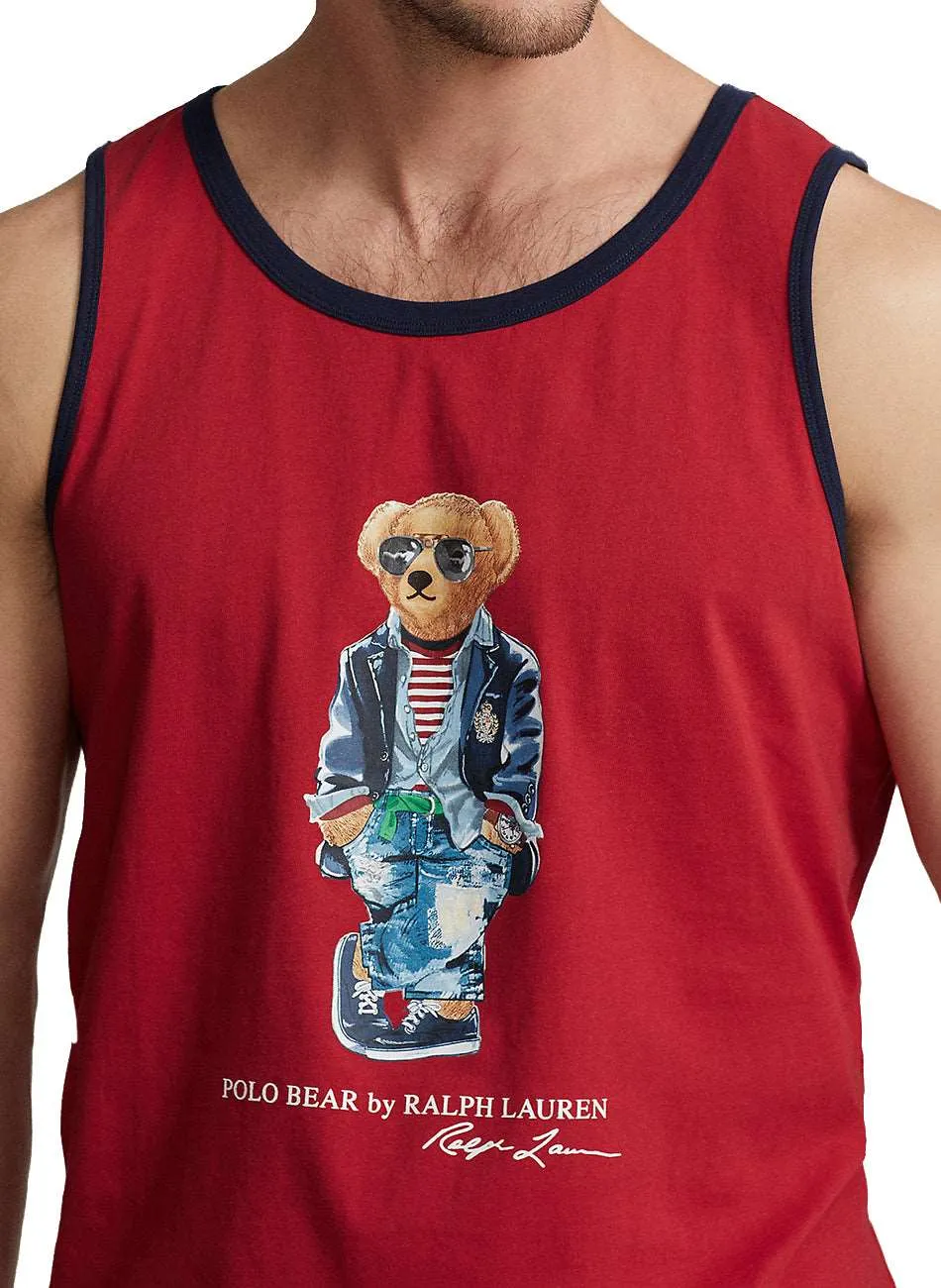 Polo Bear Graphic Red Jersey Tank Top