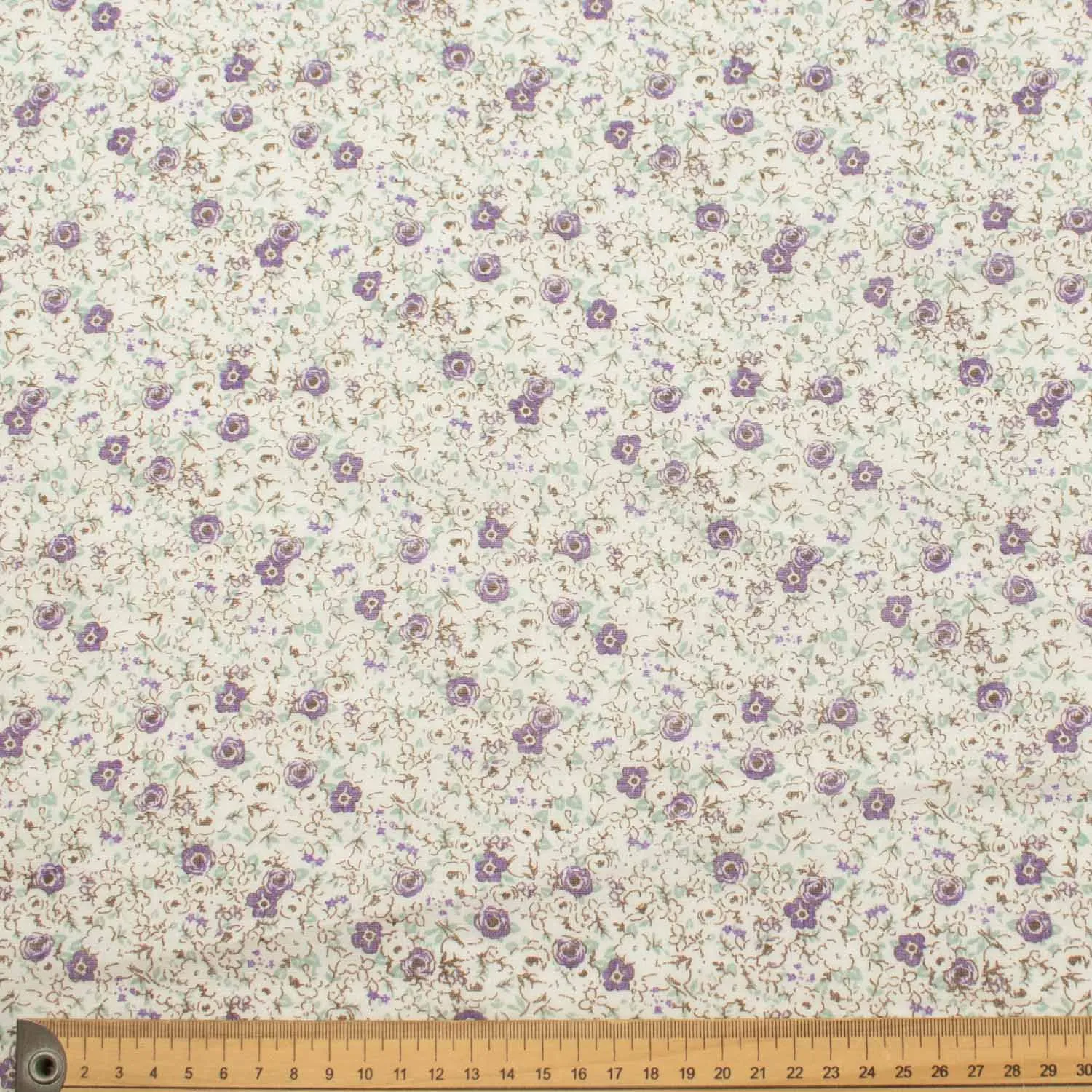 Printed Cotton Voile Design-72 Purple Mini Floral on White