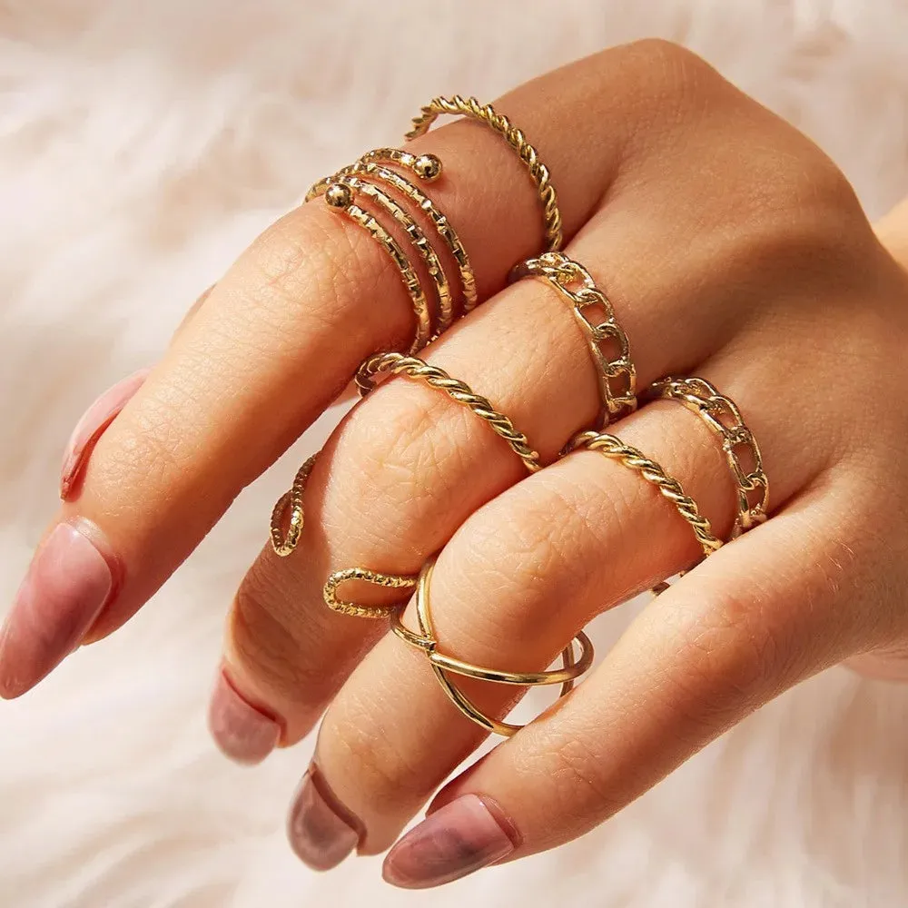 Punk Hot Selling Hollow Out Geometric Rings Set For Women Fashion Cross Open Ring Hip-Hop Ring 2021 Woman Fine Jewelry Gifts