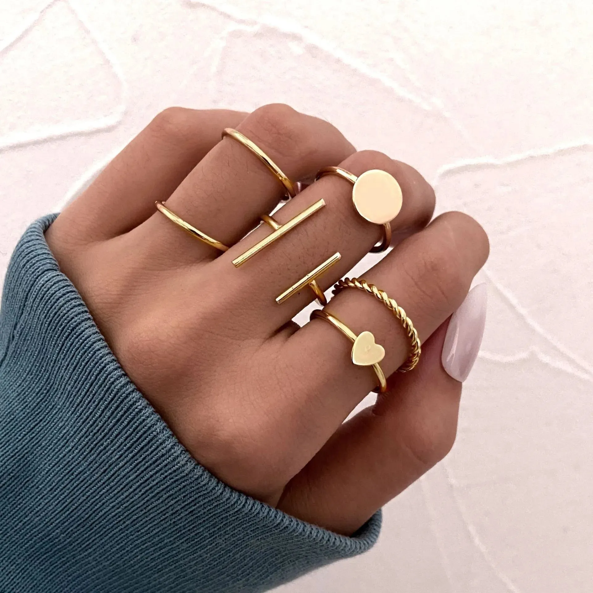 Punk Hot Selling Hollow Out Geometric Rings Set For Women Fashion Cross Open Ring Hip-Hop Ring 2021 Woman Fine Jewelry Gifts