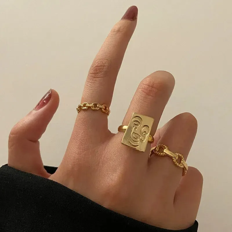 Punk Hot Selling Hollow Out Geometric Rings Set For Women Fashion Cross Open Ring Hip-Hop Ring 2021 Woman Fine Jewelry Gifts