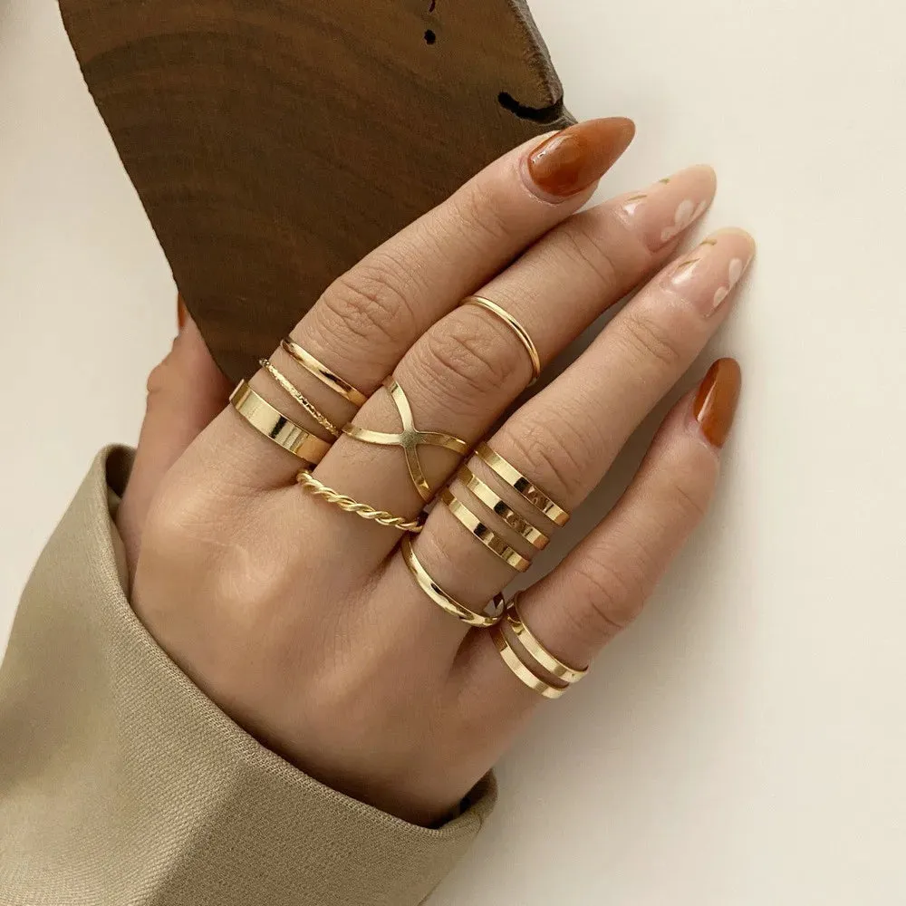 Punk Hot Selling Hollow Out Geometric Rings Set For Women Fashion Cross Open Ring Hip-Hop Ring 2021 Woman Fine Jewelry Gifts