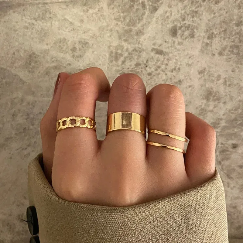 Punk Hot Selling Hollow Out Geometric Rings Set For Women Fashion Cross Open Ring Hip-Hop Ring 2021 Woman Fine Jewelry Gifts