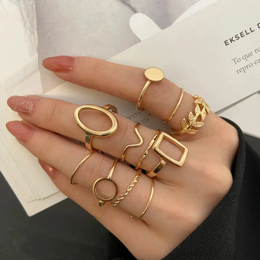 Punk Hot Selling Hollow Out Geometric Rings Set For Women Fashion Cross Open Ring Hip-Hop Ring 2021 Woman Fine Jewelry Gifts