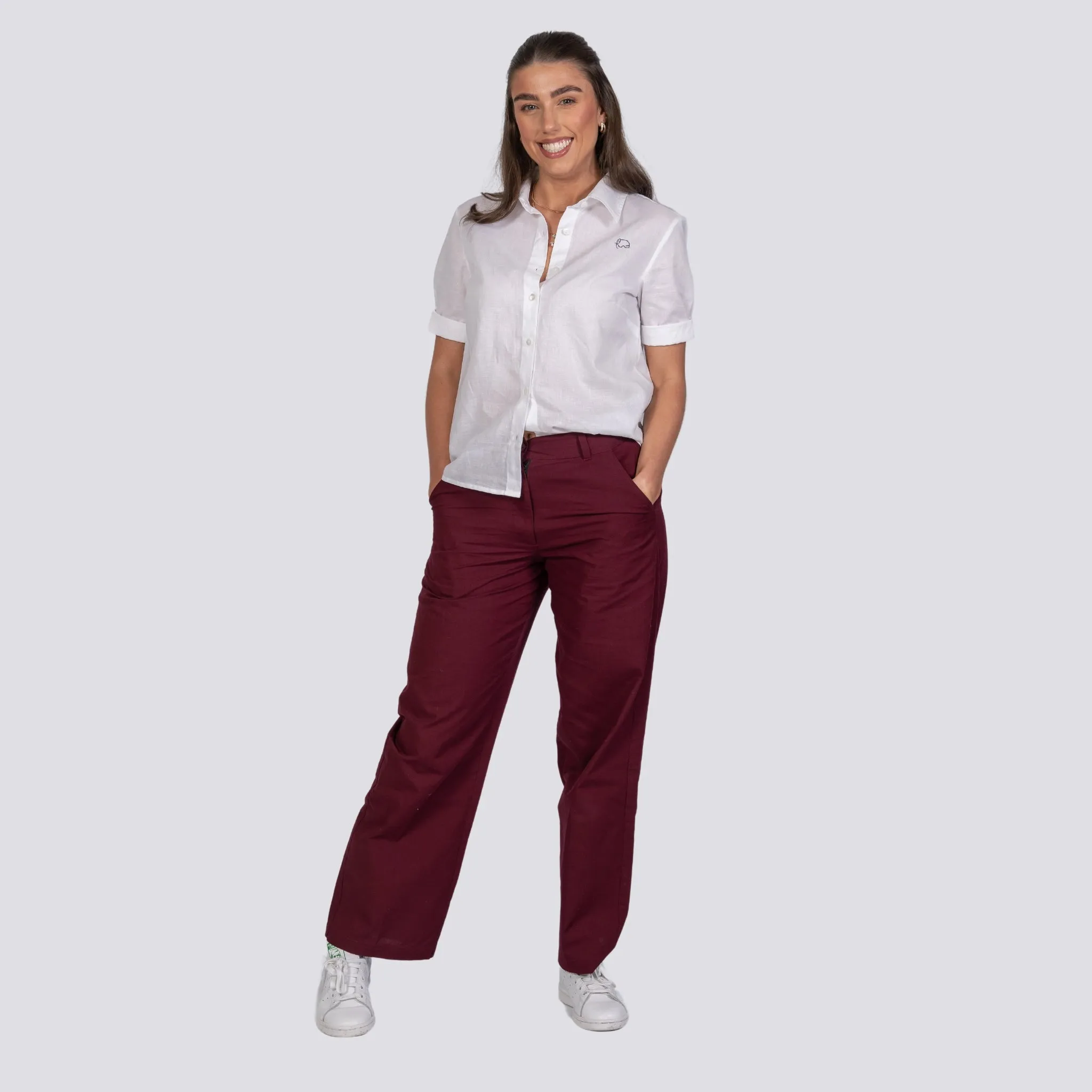 Pure Elegance White Linen Cotton Shirt For Women