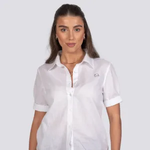 Pure Elegance White Linen Cotton Shirt For Women