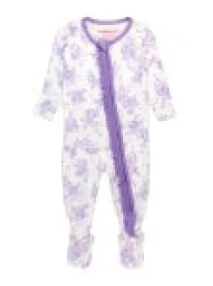 Purple Princess Castle Toile Ruffled Footie