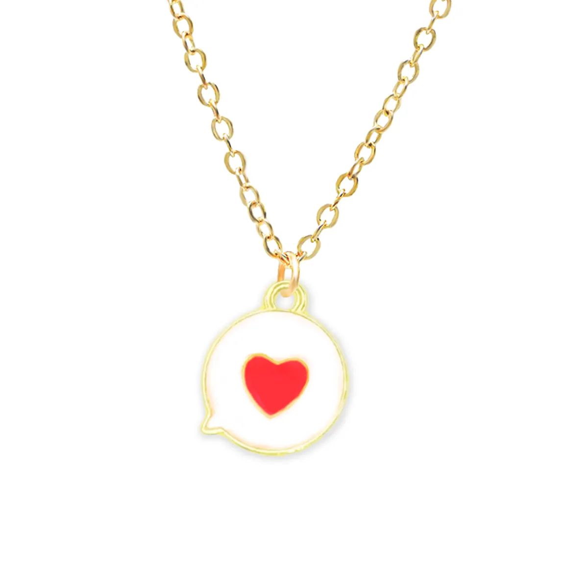 Rack Jack Y2K Charm Pendant Gold Necklace - Bubble Heart - Red