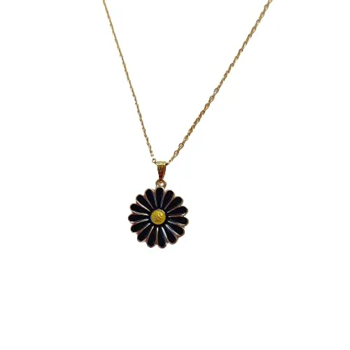 Rack Jack y2k charm pendant gold necklace - Daisy - Black