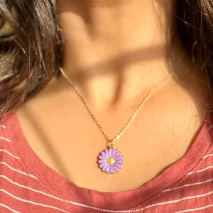 Rack Jack Y2K Charm Pendant Gold Necklace - Daisy - Purple