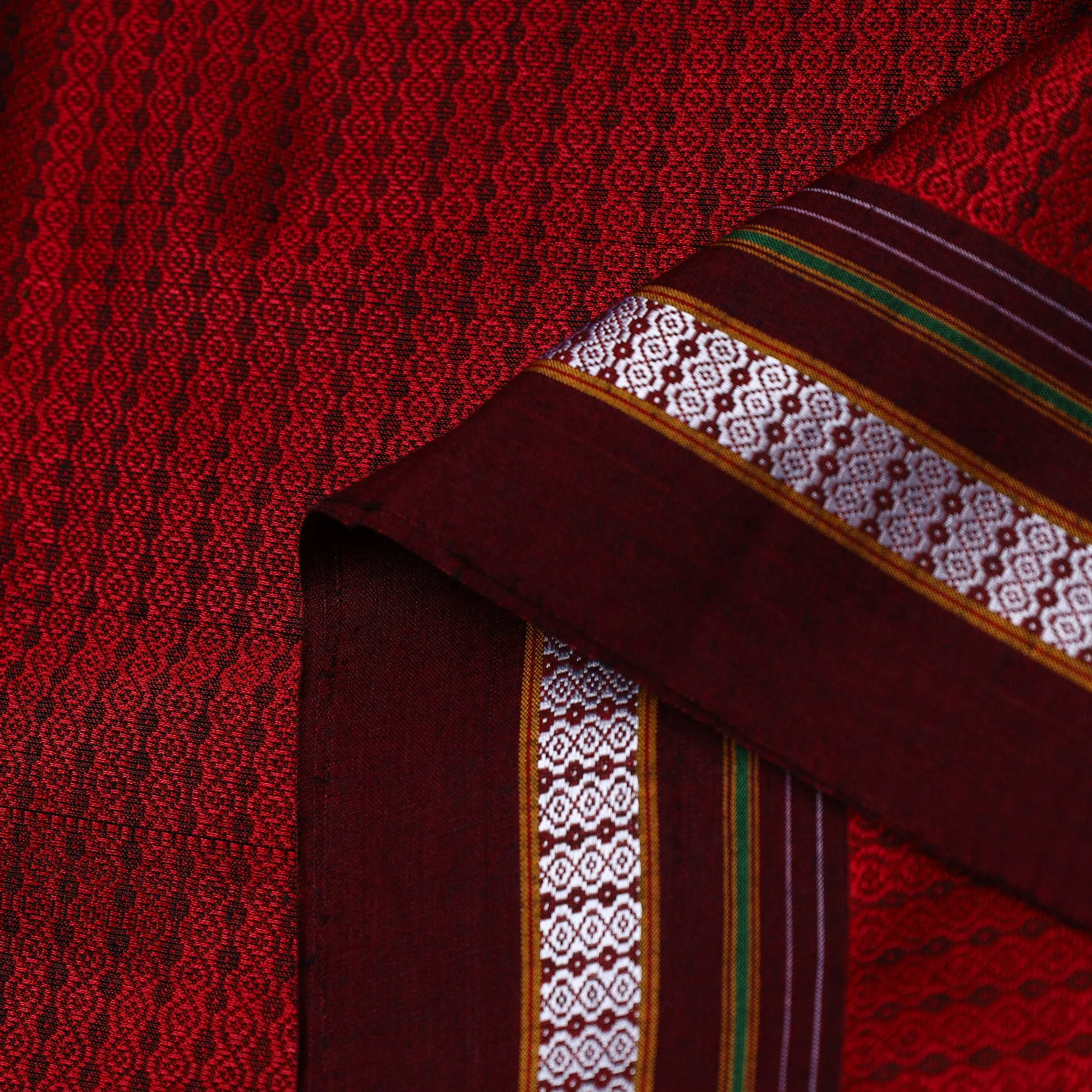 Red - Traditional Khun Weave Cotton Fabric 20