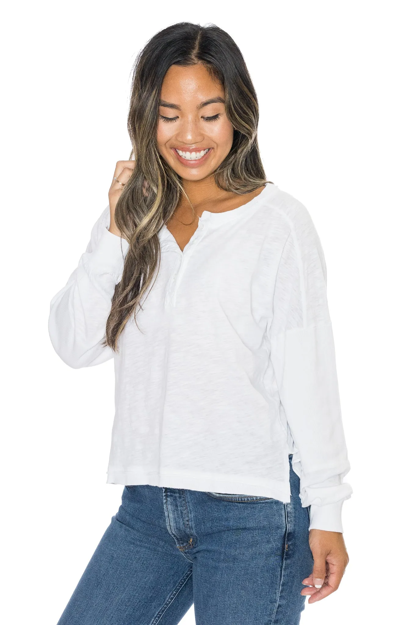 Rib Inset Boxy Henley