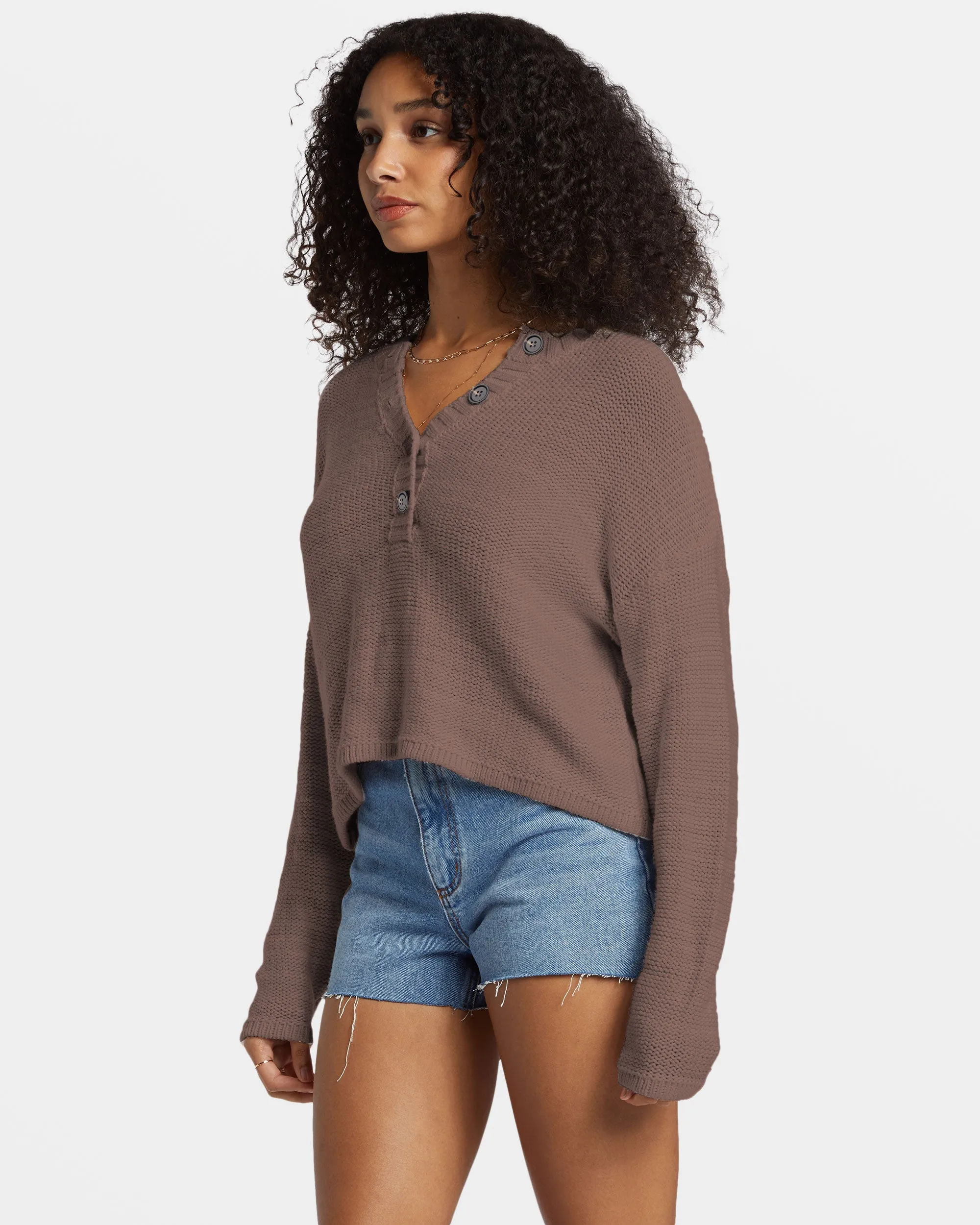 Shallow Waters Henley Sweater - Kona