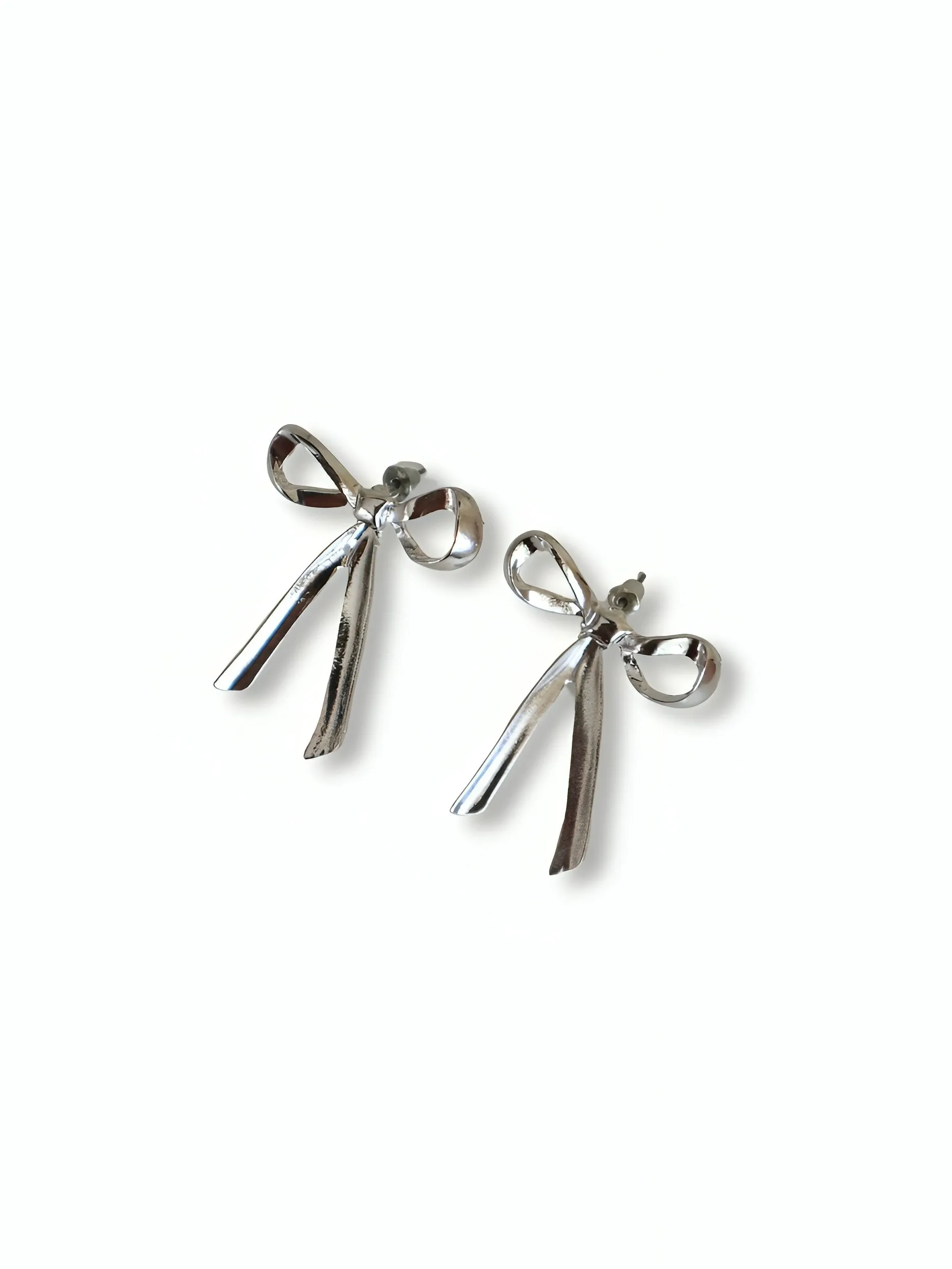 Silver Ribbon Earrings