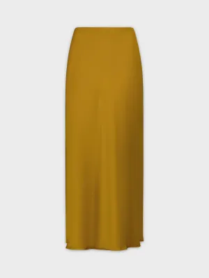 Solid Satin Slip Skirt-Caramel